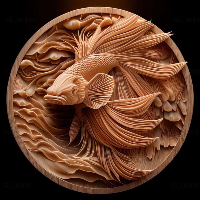 3D модель Бойцовая рыба с круглым хвостом (STL)